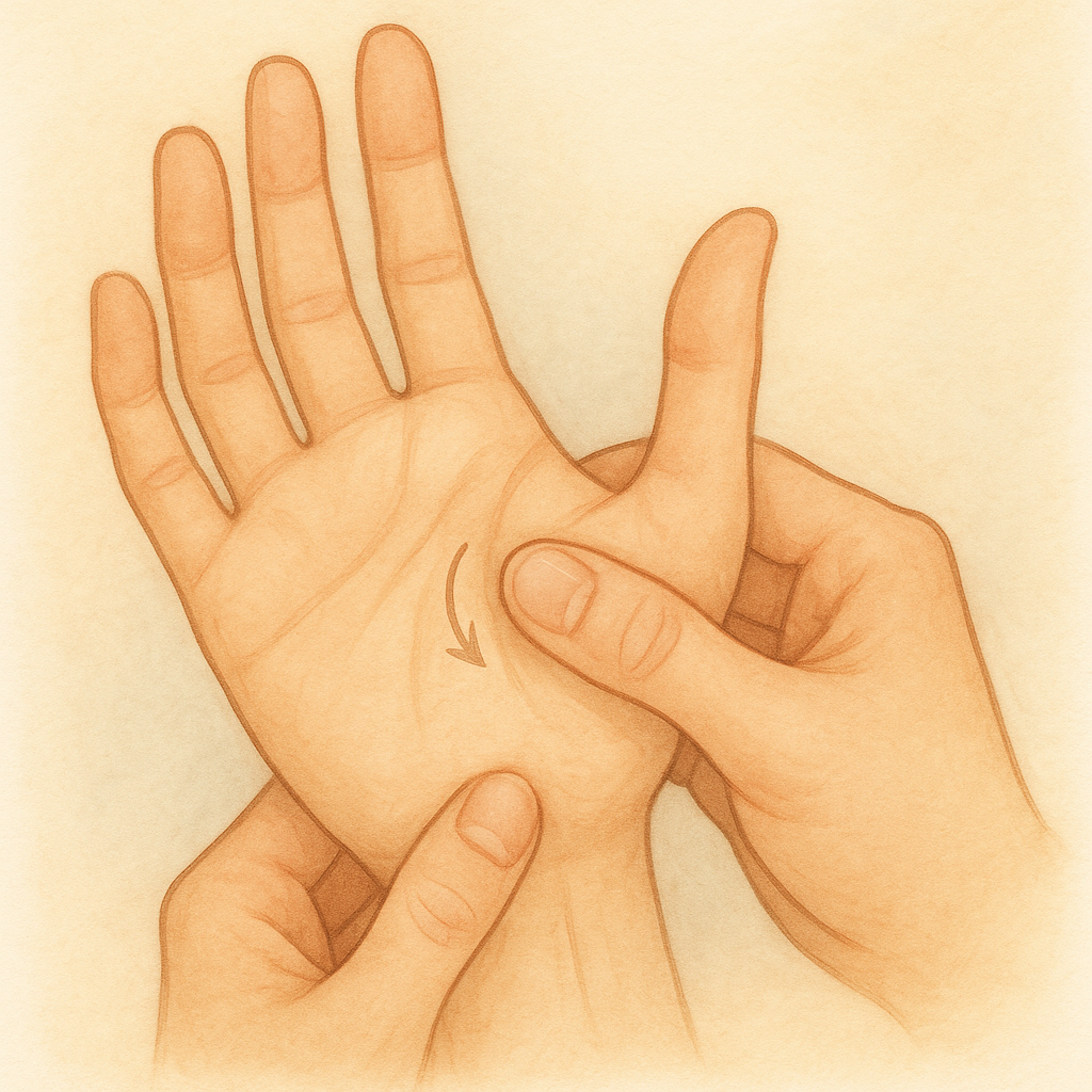 अंगूठे के पुल्पा के केंद्र में थाई हाथ मसाज कैसे करें