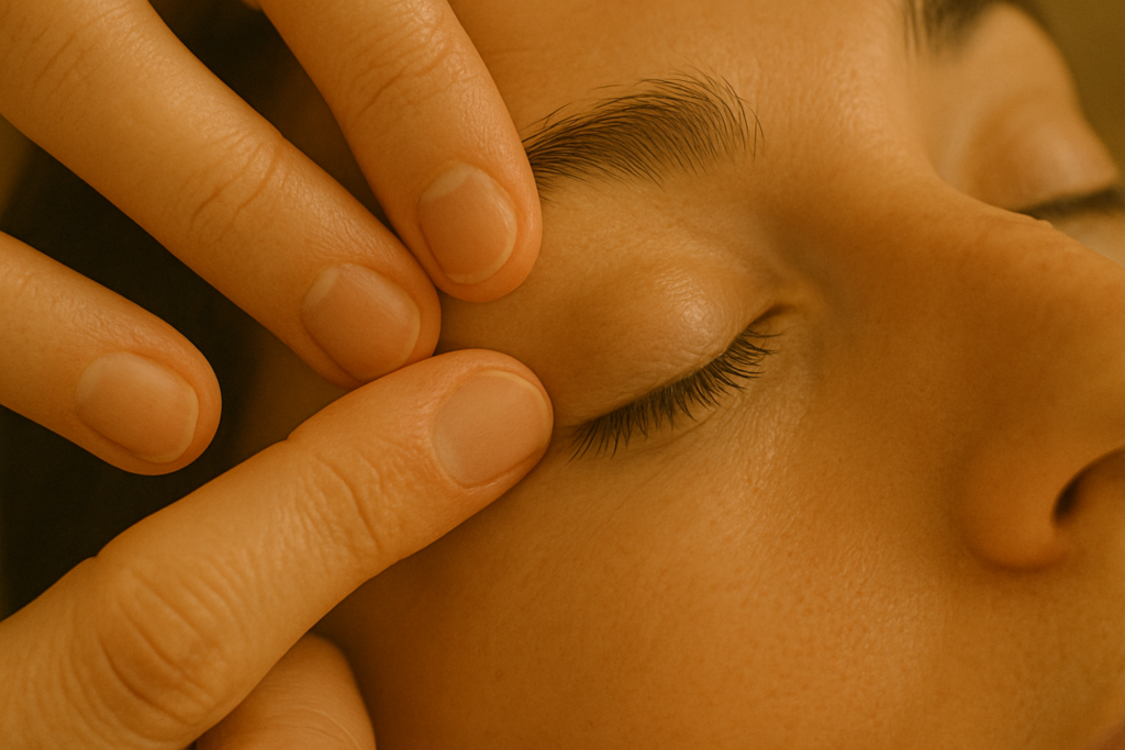 थाई फेसियल मसाज और आंखों के बाहरी कोने 